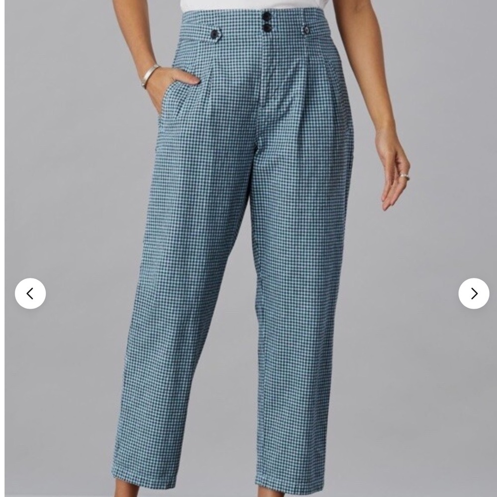 Sundance 10 Life Of Dreams Pants Trousers Checkered Plaid Blue Peasant Cottage 2